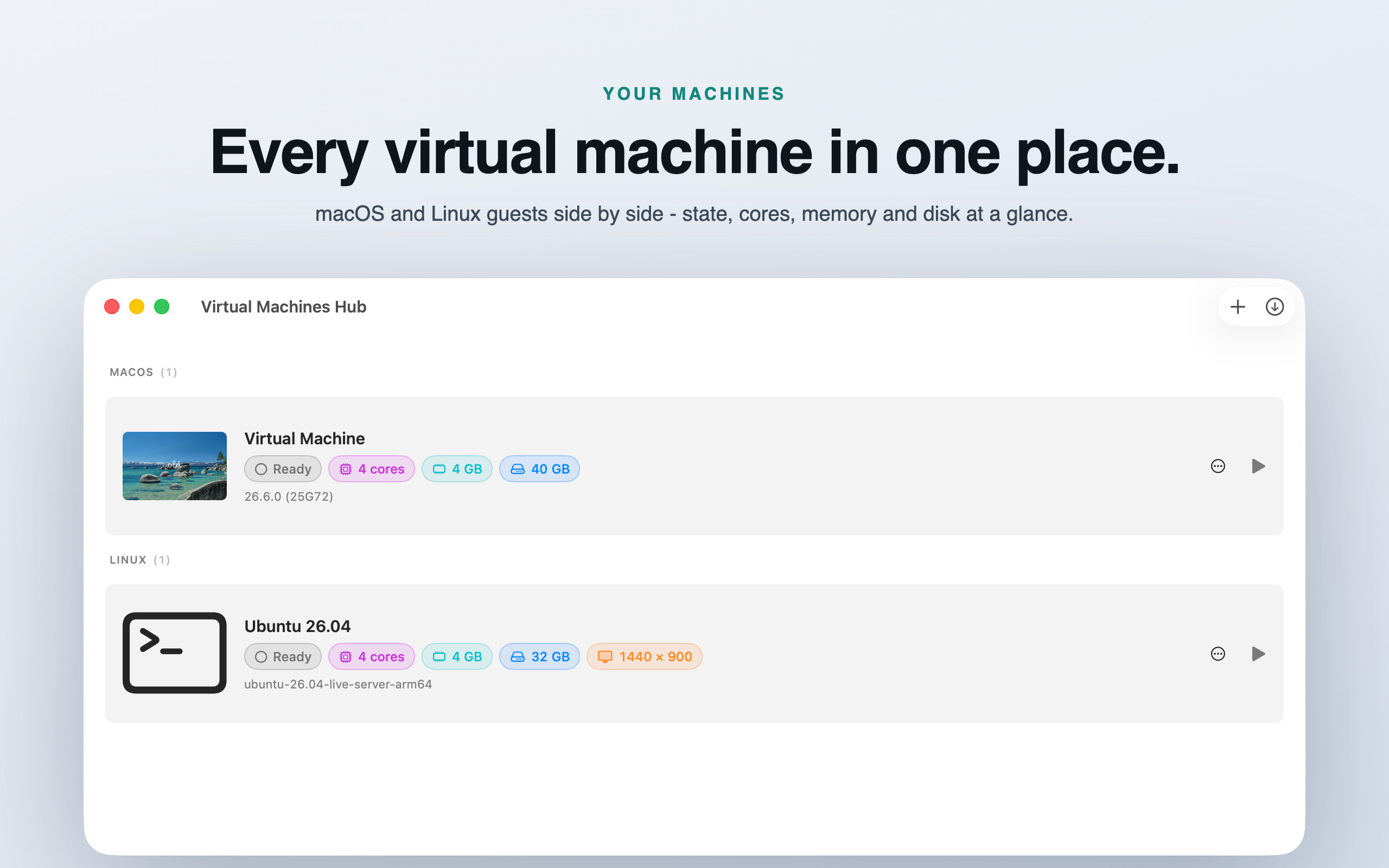 Virtual Machines Hub Screenshot